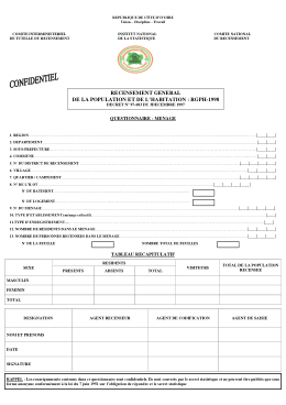 Couverture de Questionnaire RGPH 1998